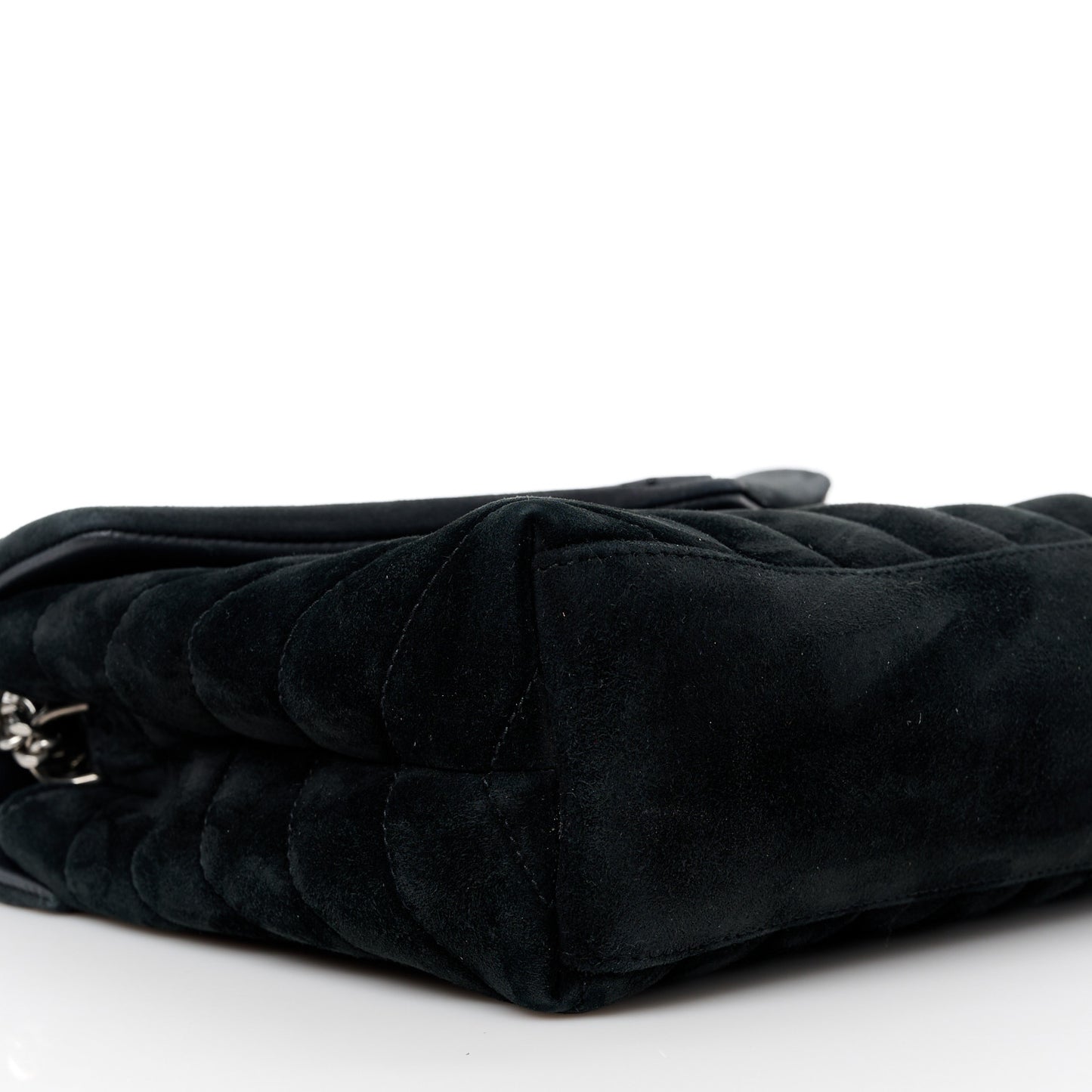 Suede Calfskin Y Quilted Monogram Small Loulou Chain Satchel Black