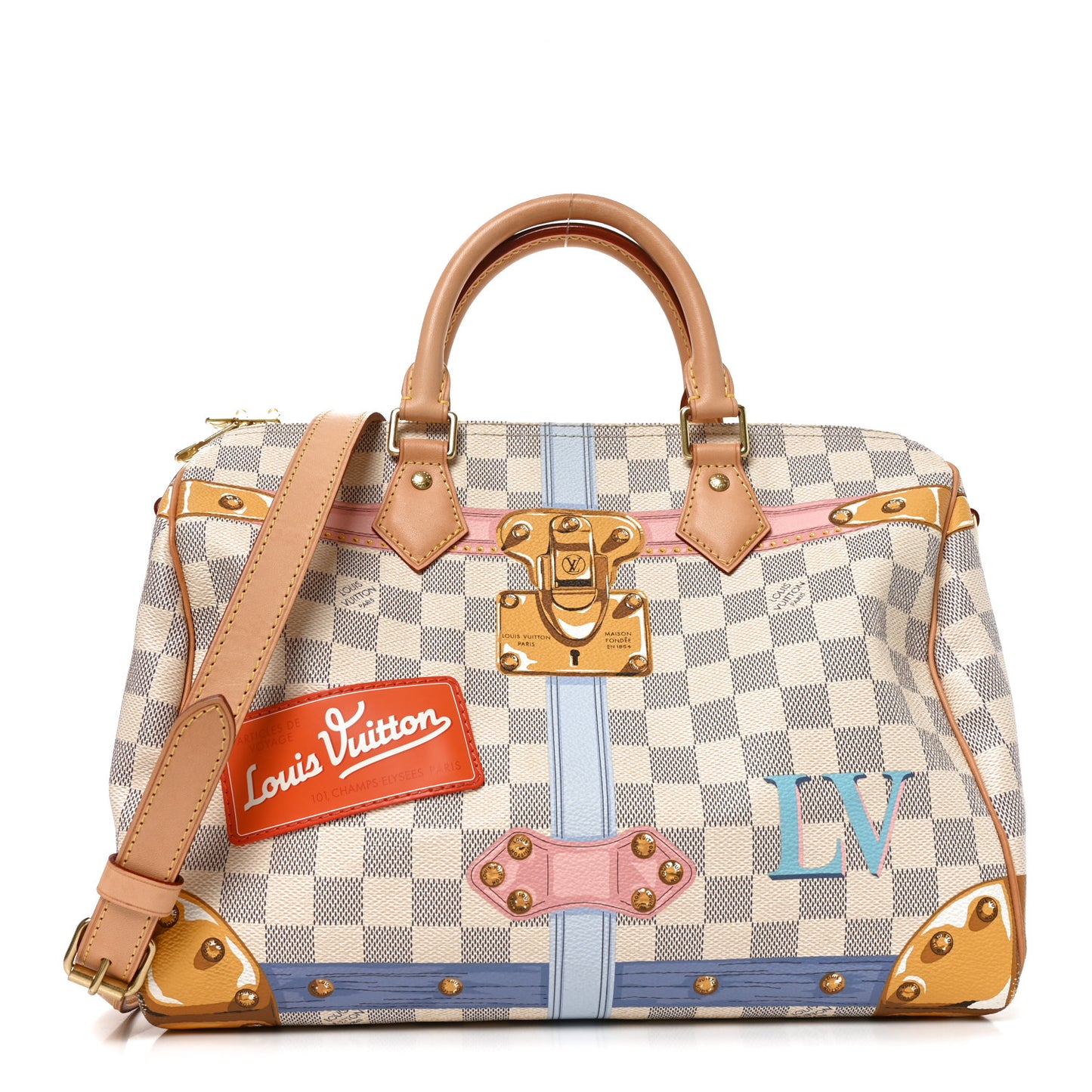 Damier Azur Summer Trunks Speedy Bandouliere 30