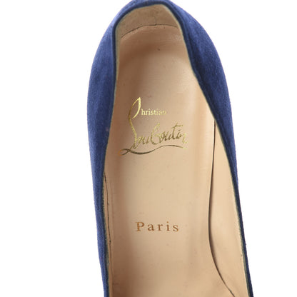 Christian Louboutin Suede Grosgrain Bow 120 Pumps 36 Navy Black 7 of 8