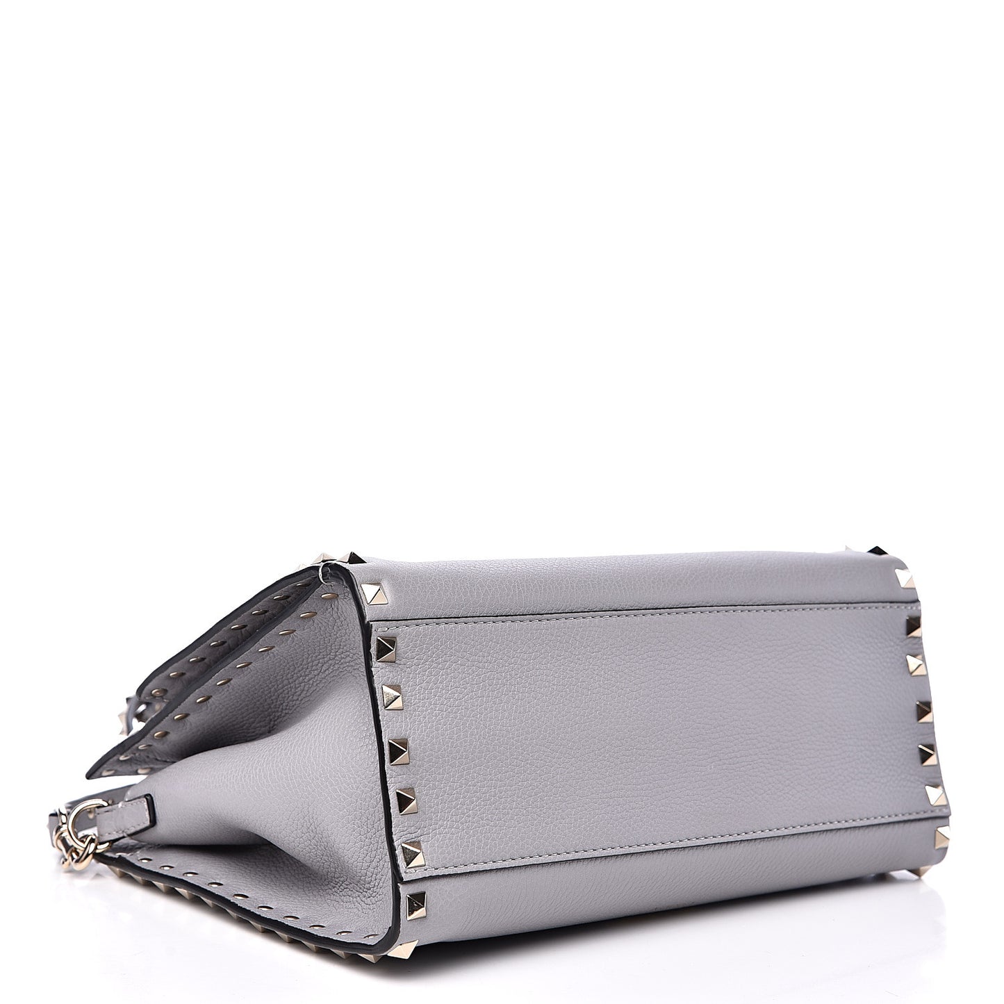 Grained Calfskin Small Rockstud Double Bag Pastel Grey