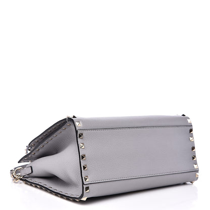 Valentino Garavani Grained Calfskin Small Rockstud Double Bag Pastel Grey 3 of 13