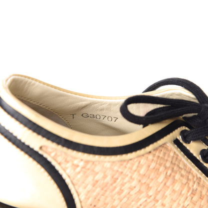 Chanel Straw Calfskin Lace Up Sneakers 41 Beige Black 9 of 11