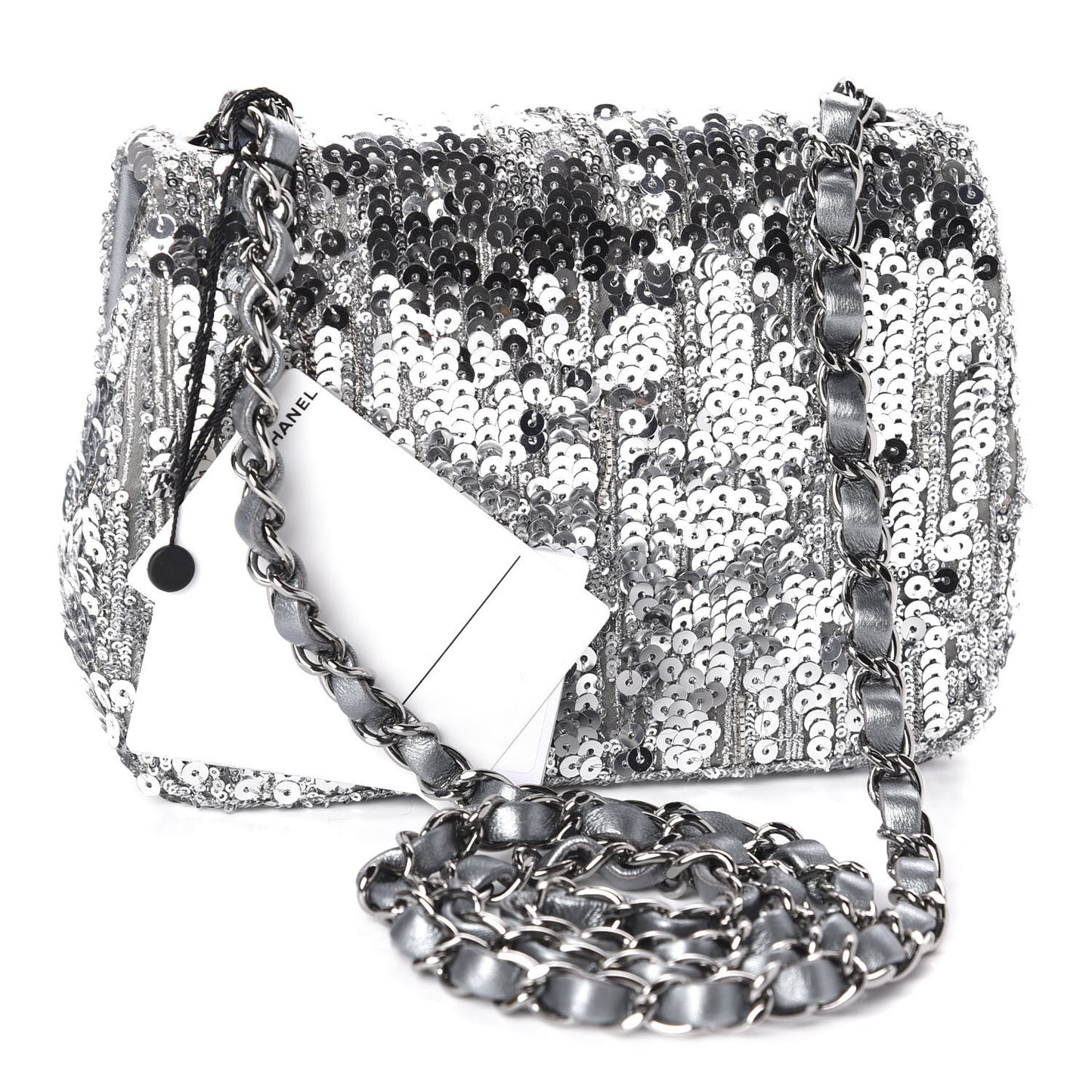 Sequin Mini Square Flap Silver