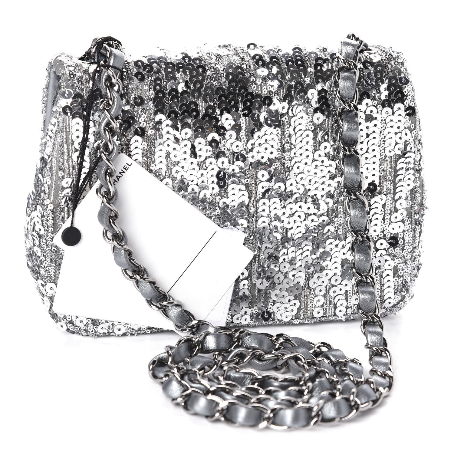 Chanel Sequin Mini Square Flap Silver 3 of 10