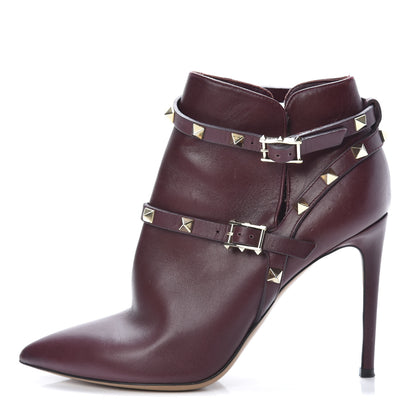 Valentino Garavani Calfskin Rockstud Double Buckle 100mm Ankle Boots 37.5 Rubin 1 of 17