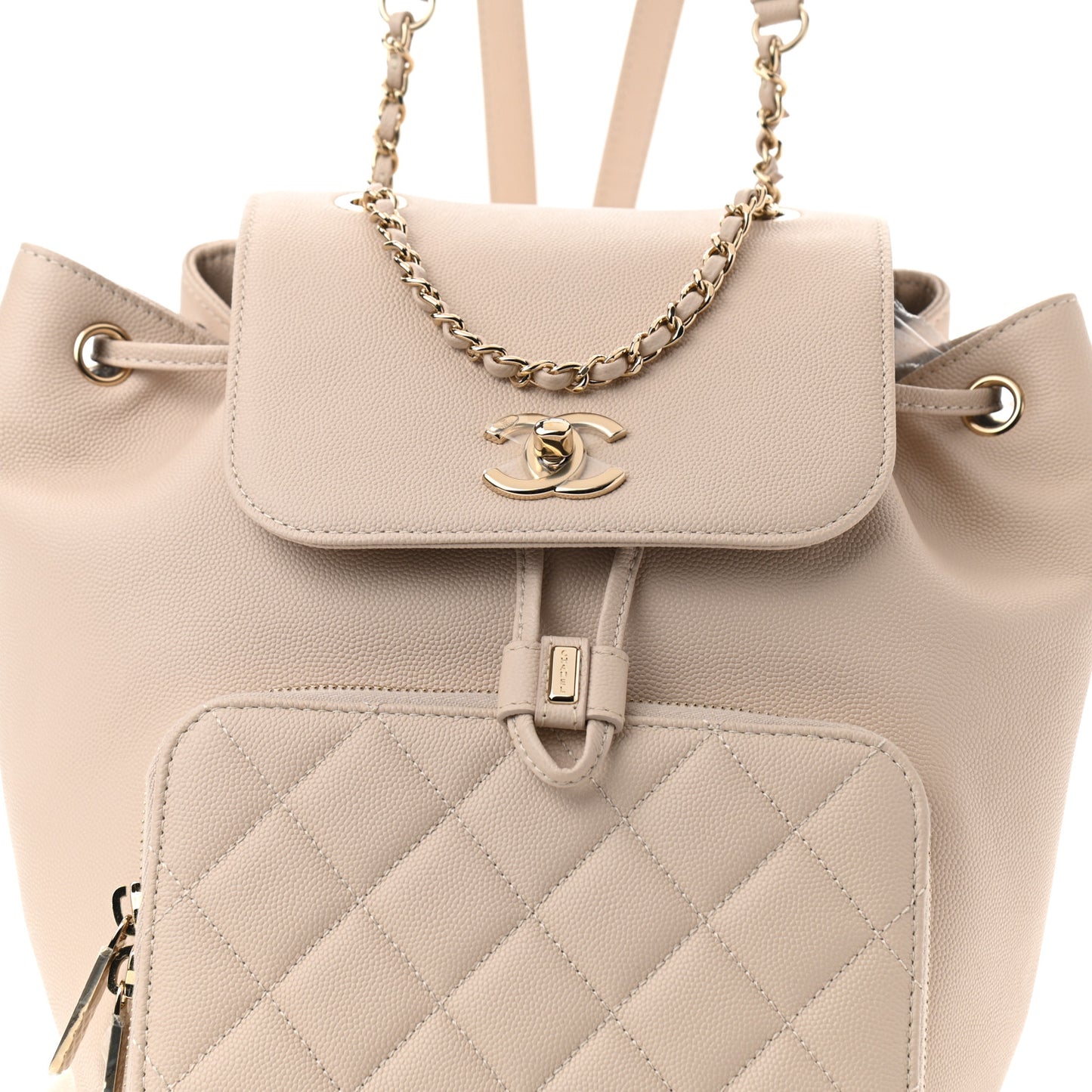 Caviar Quilted Business Affinity Backpack Beige