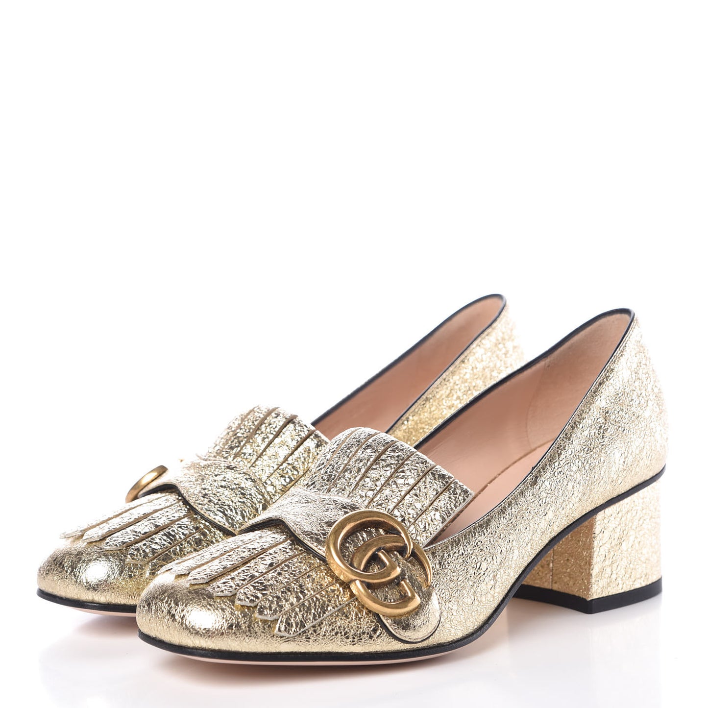 Galassia GG Marmont Fringe 50mm Loafer Pumps 35.5 Platino
