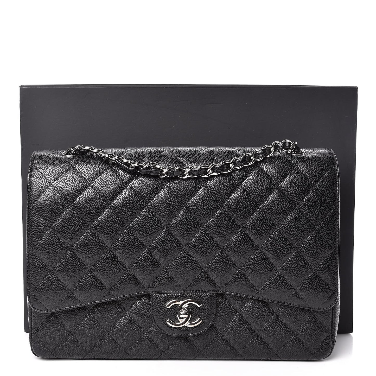 Caviar Quilted Maxi Double Flap Black