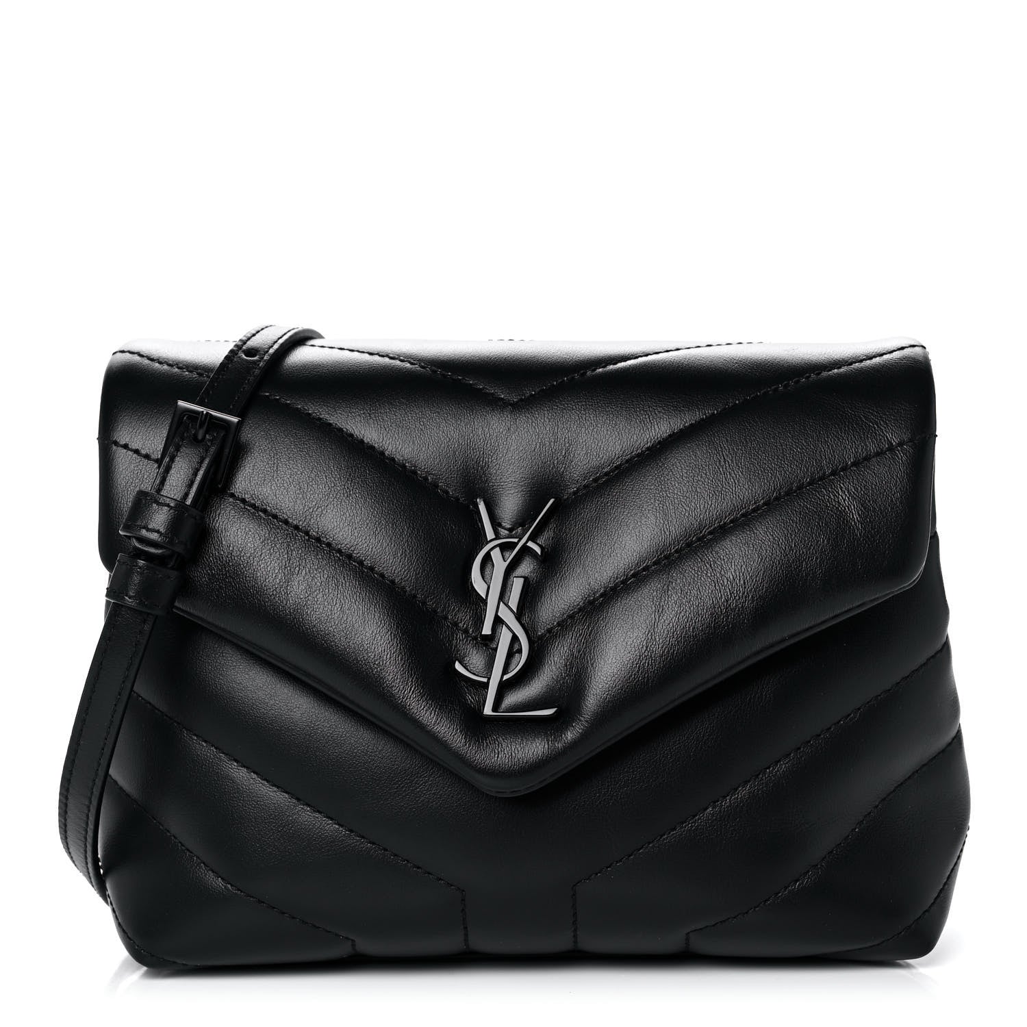 Saint Laurent Calfskin Y Quilted Monogram Toy Loulou Crossbody Bag Black 1 of 12