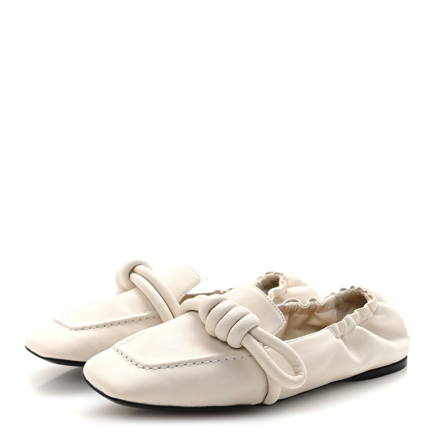 Lambskin Flamenco Knot Ballerina Flats 36 Soft White
