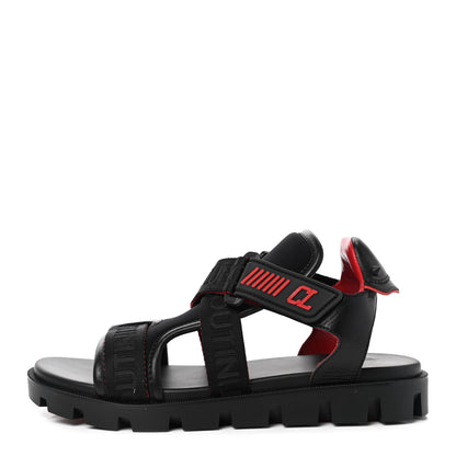 Christian Louboutin Calfskin Velcrissimo Flat Sandals 39 Black 1 of 8