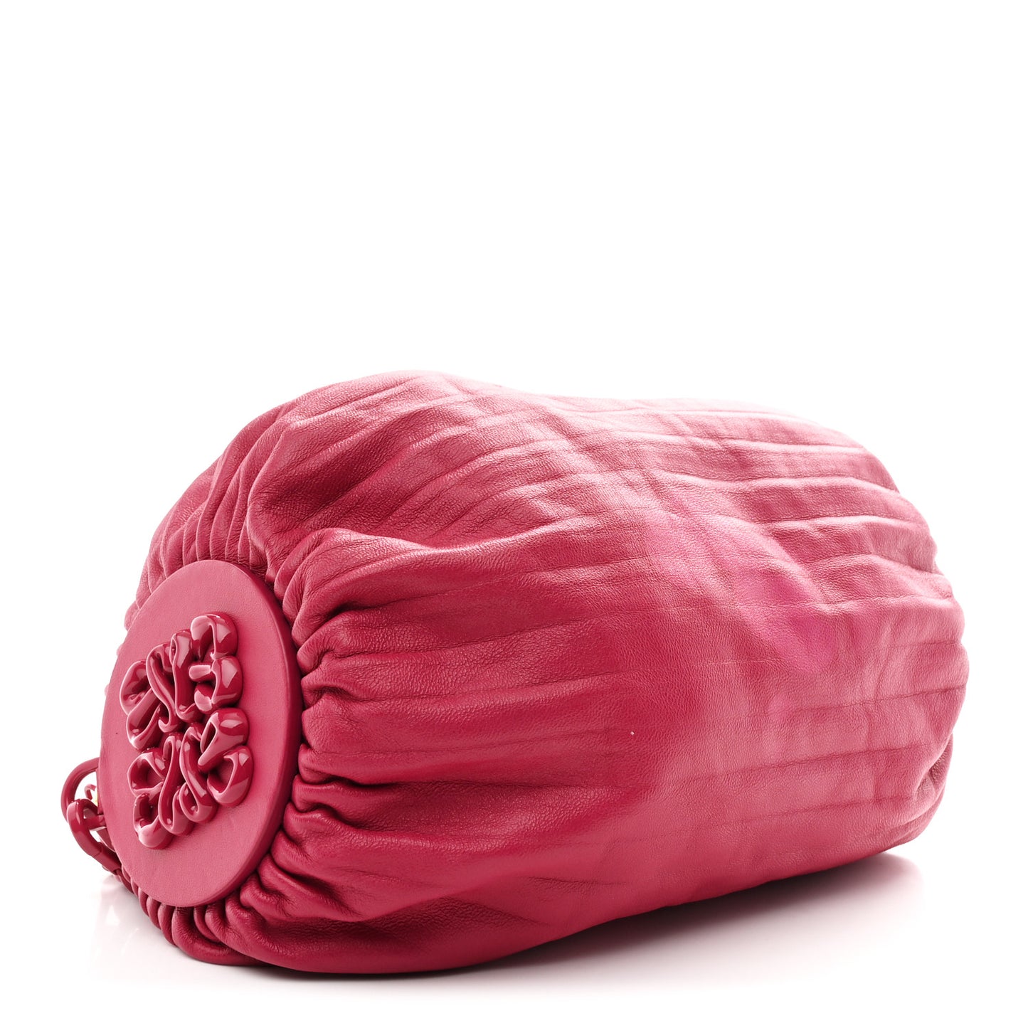 Lambskin Pleated Bracelet Pouch Chain Shoulder Bag Rouge Blossoms
