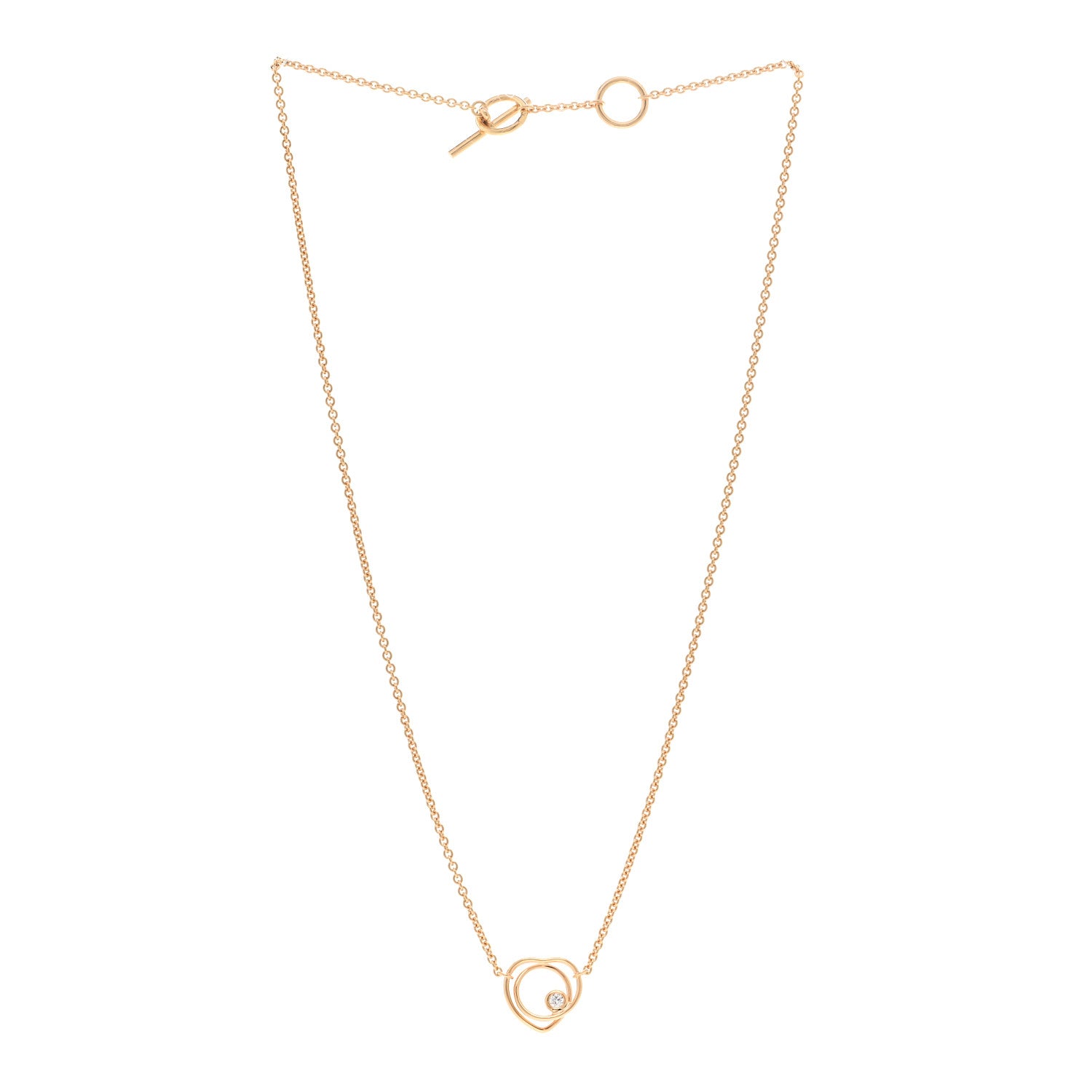 Hermes 18K Rose Gold Diamond TPM Vertige Coeur Necklace ST 3 of 5