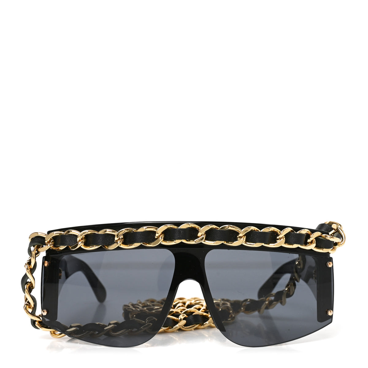 Chanel Acetate Metal Calfskin Chain Sunglasses 0027 Black 4 of 7