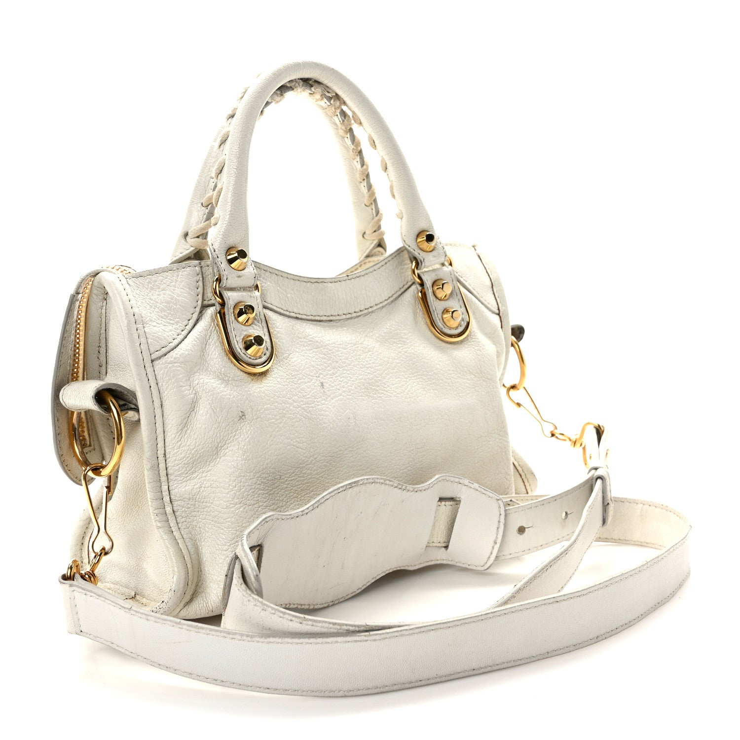 Balenciaga Chevre Gold Metallic Edge Hardware Mini City White 3 of 11