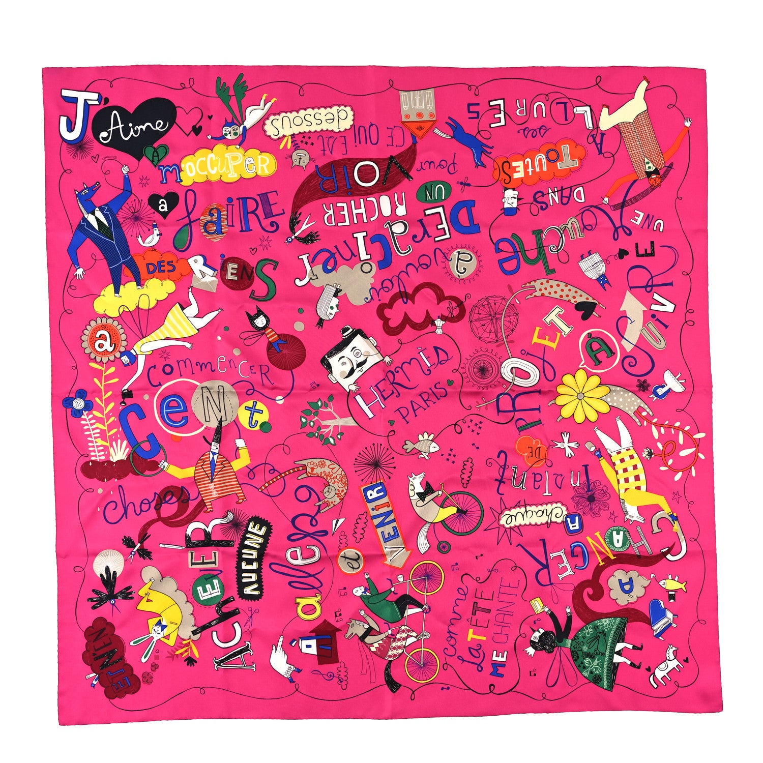 Hermes Silk Les Confessions Scarf 90 Fuchsia 1 of 4