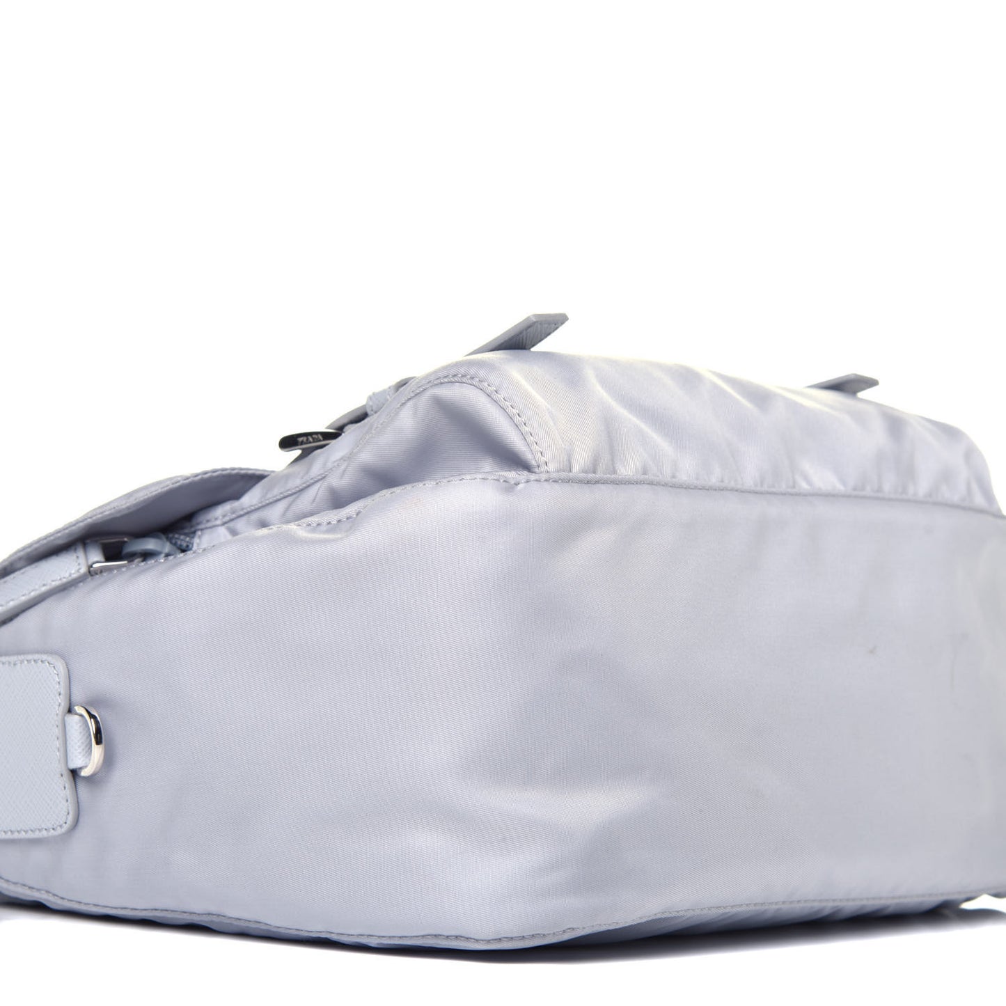 Re-Nylon Vela Saffiano Pocket Double Buckle Messenger Shoulder Bag Fiordaliso