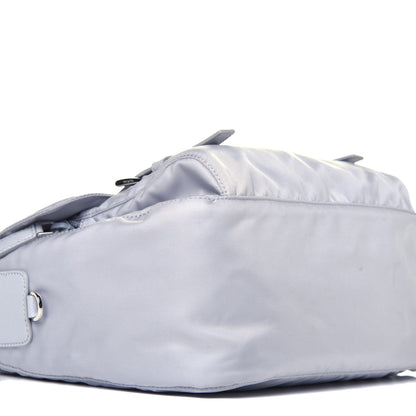 Prada Re-Nylon Vela Saffiano Pocket Double Buckle Messenger Shoulder Bag Fiordaliso 8 of 9