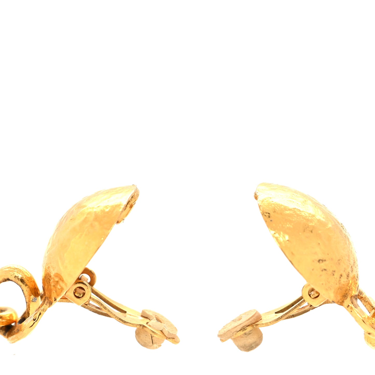 Metal CC Circle Logo Drop Clip On Earrings Gold