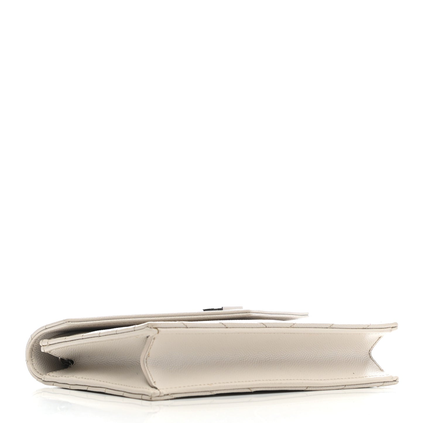Grain De Poudre Matelasse Chevron Monogram Envelope Chain Wallet Optical White