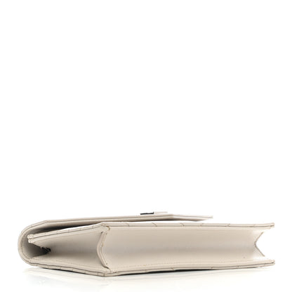 Saint Laurent Grain De Poudre Matelasse Chevron Monogram Envelope Chain Wallet Optical White 4 of 9