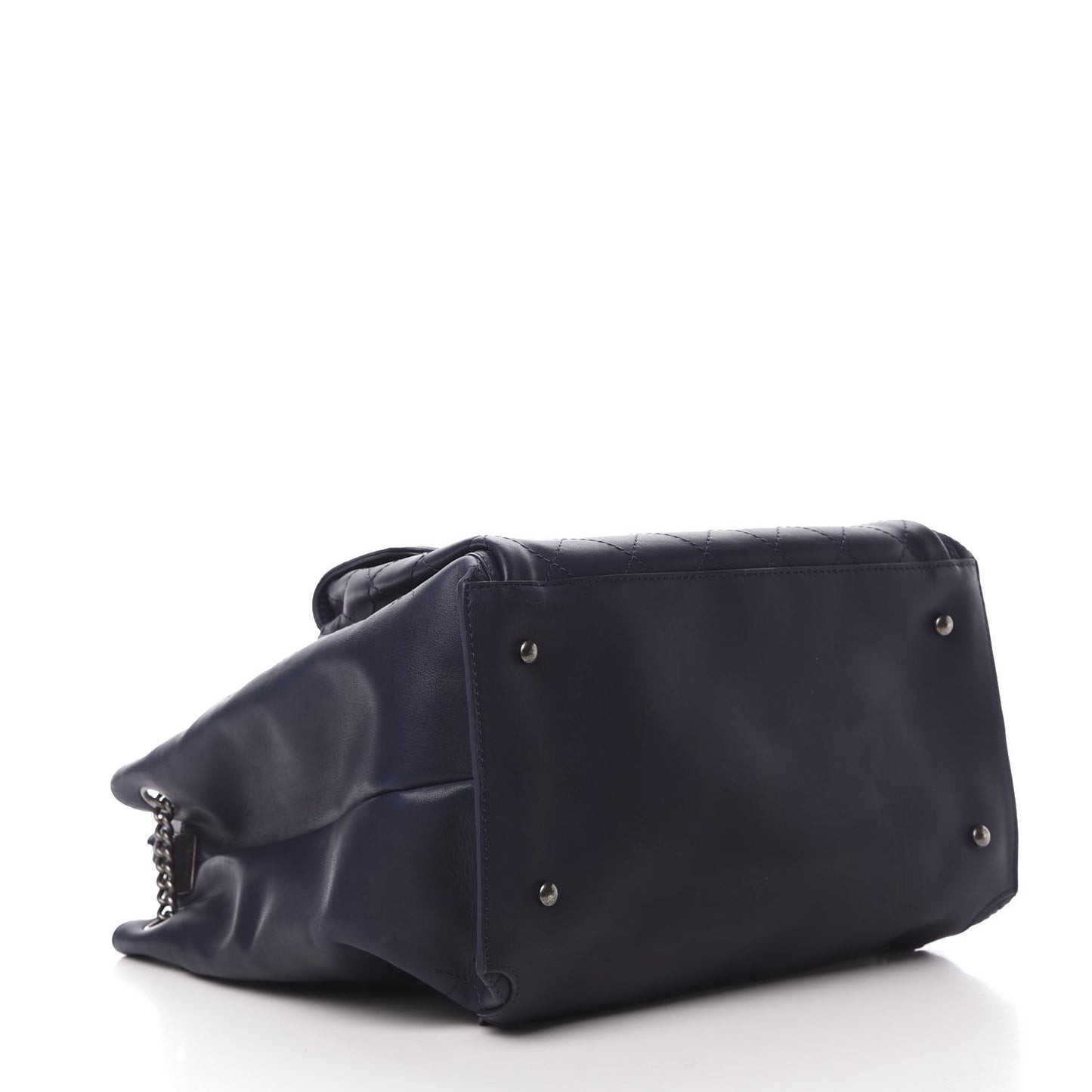 Calfskin Stitched Large Urban Luxury Drawstring Backpack Navy Blue