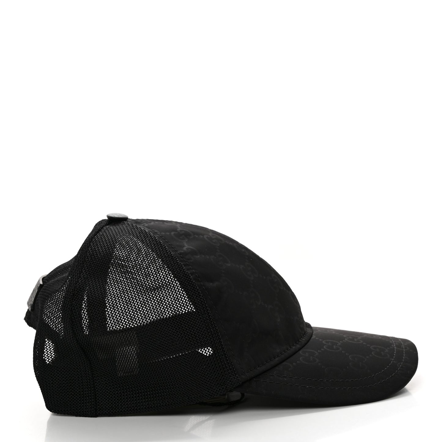 Nylon Light Mesh Dollar Calfskin GG Monogram Baseball Hat M Black