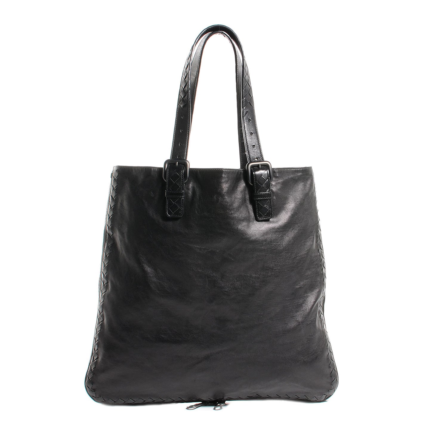 Light Calf Side Zip Medium Tote Nero Black