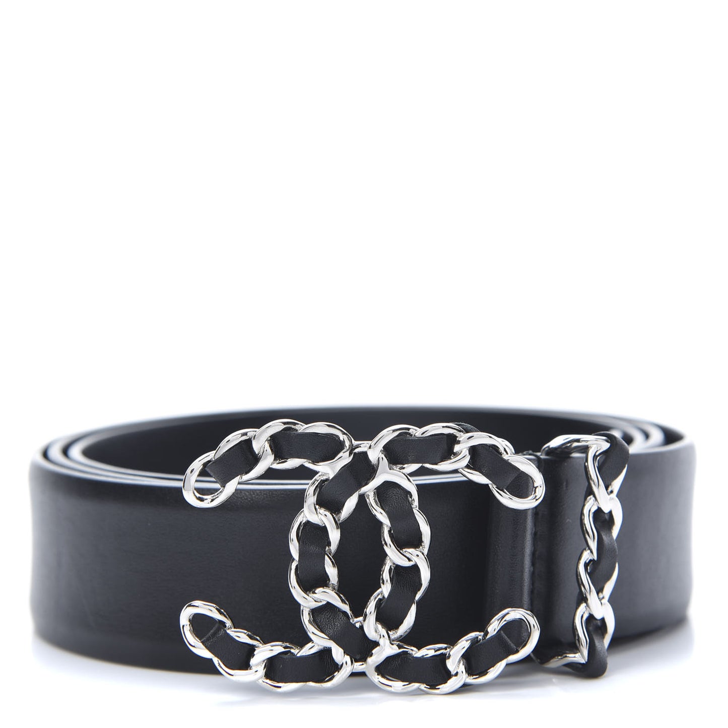 Calfskin CC Chain Belt 95 38 Black