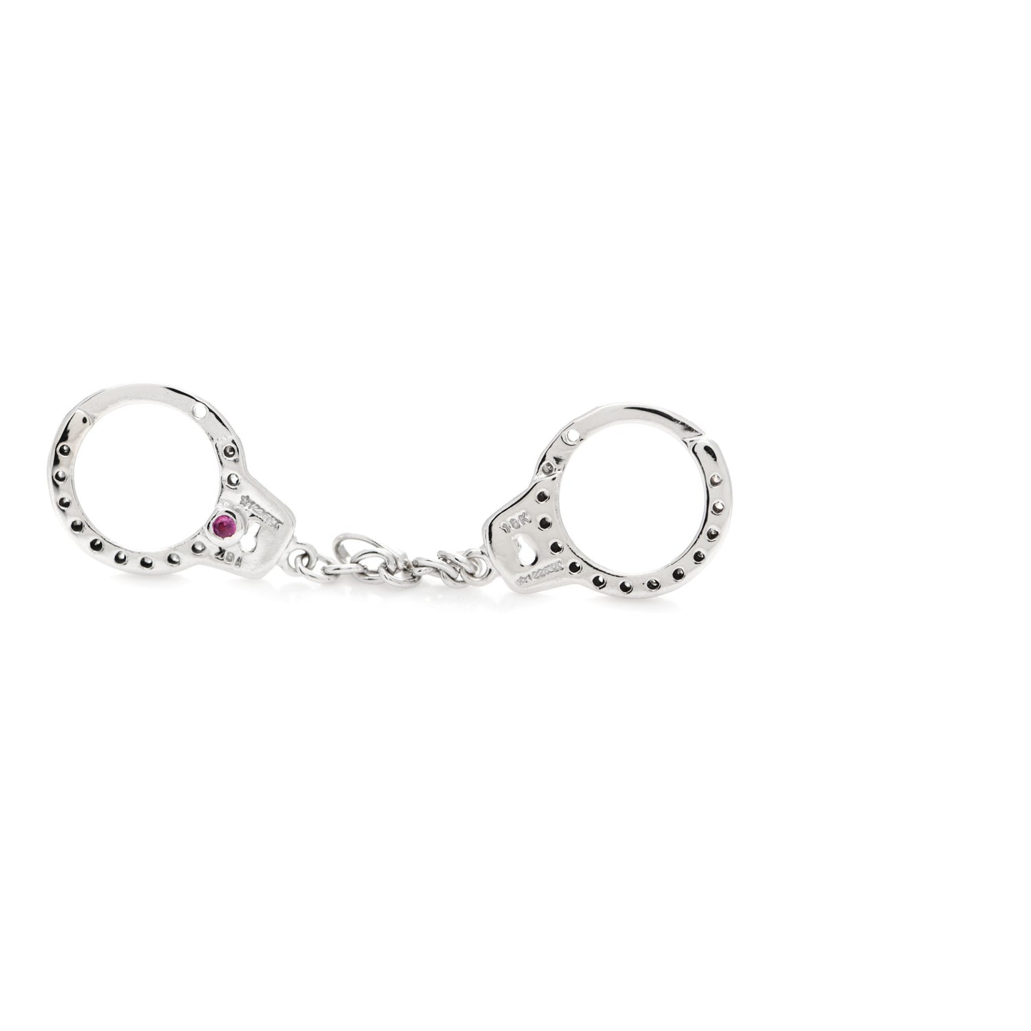 18K White Gold Diamond Handcuff Charm