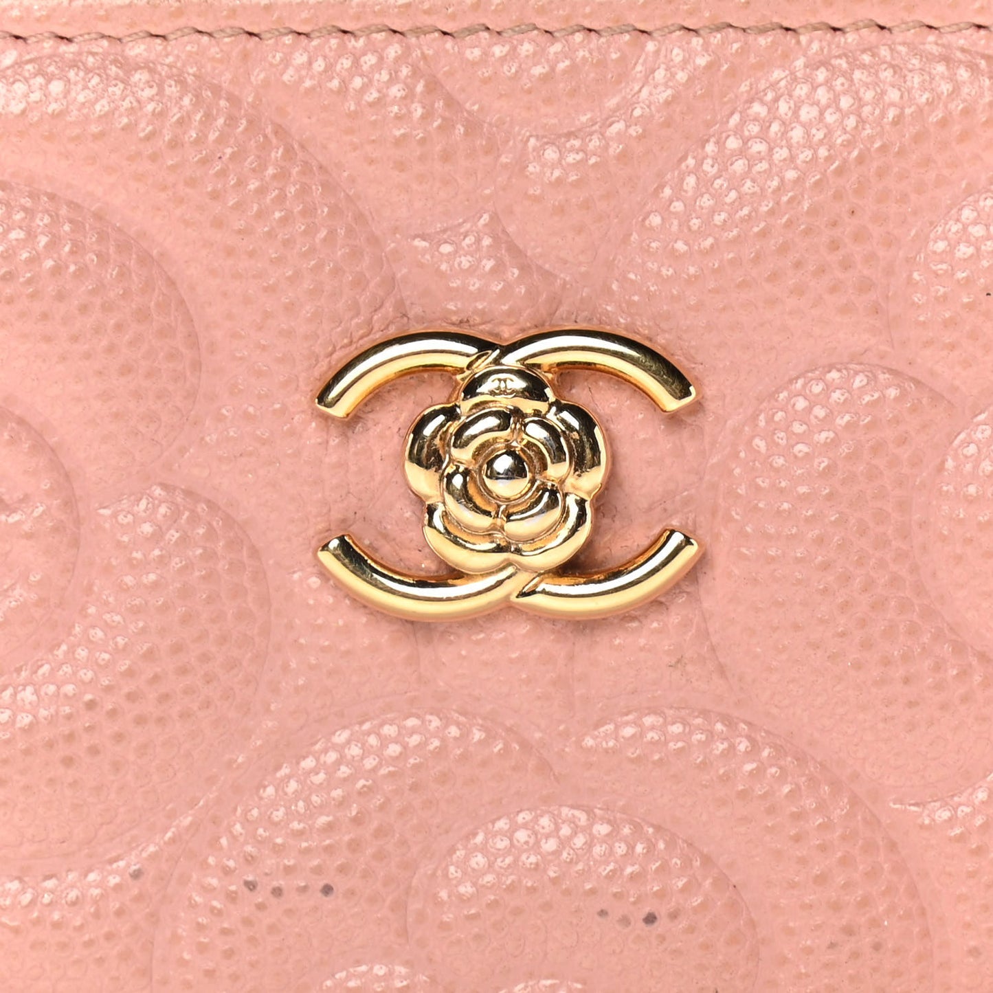 Caviar Camellia Embossed Card Holder Nude