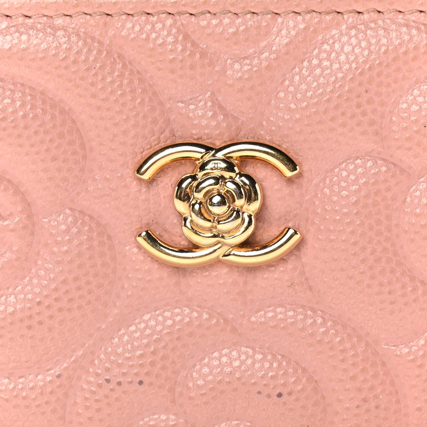 Chanel Caviar Camellia Embossed Card Holder Nude 7 of 10