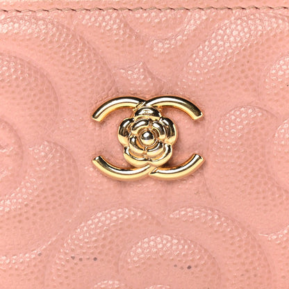 Chanel Caviar Camellia Embossed Card Holder Nude 7 of 10
