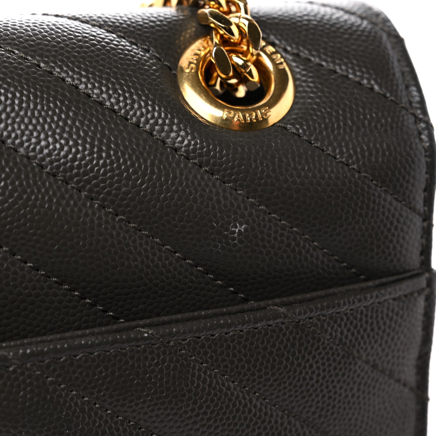 Saint Laurent Grain De Poudre Matelasse Chevron Large Monogram Satchel Bronze 14 of 16