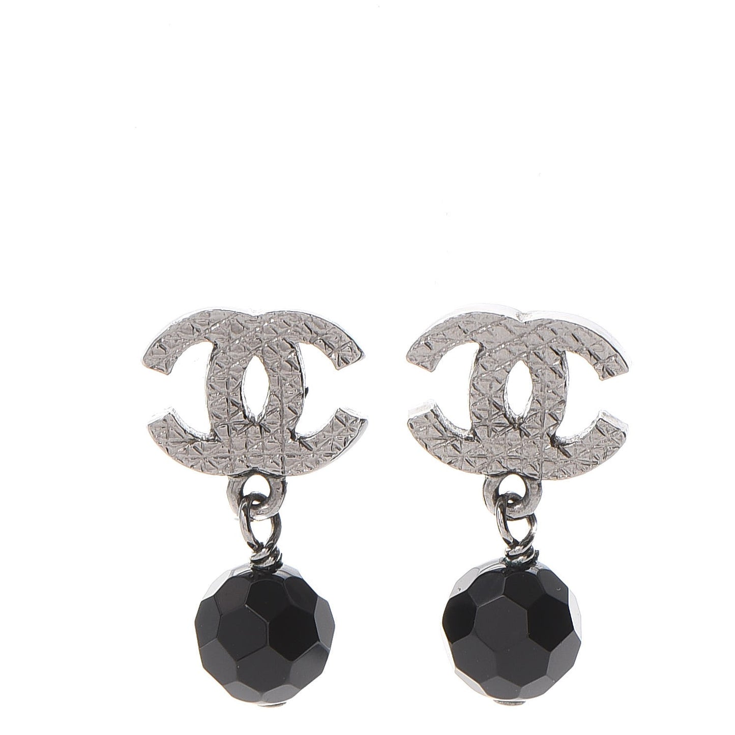 Ruthenium Bead CC Drop Earrings Black
