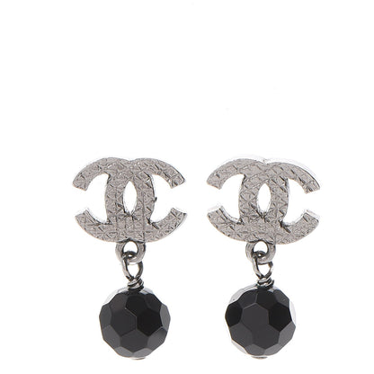 Chanel Ruthenium Bead CC Drop Earrings Black 1 of 4