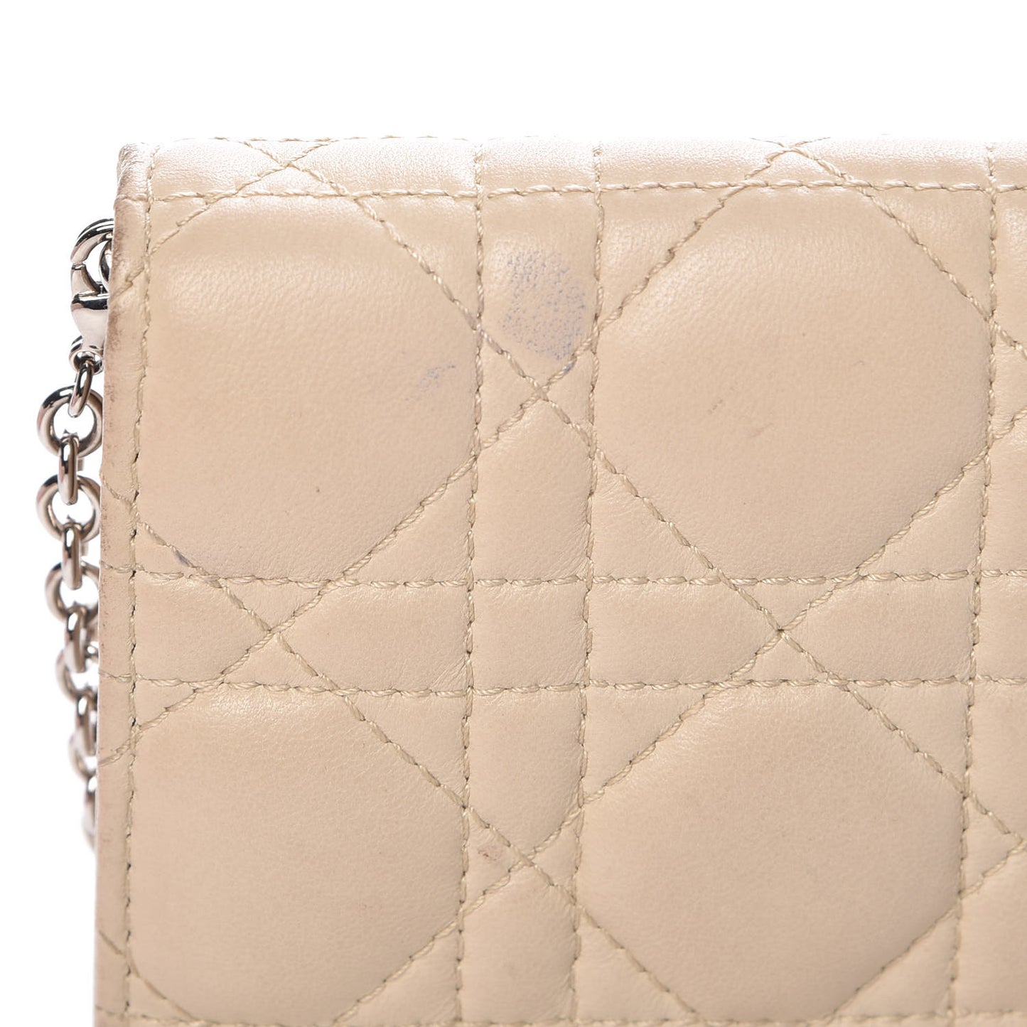 Lambskin Cannage Lady Dior Convertible Clutch Ivory