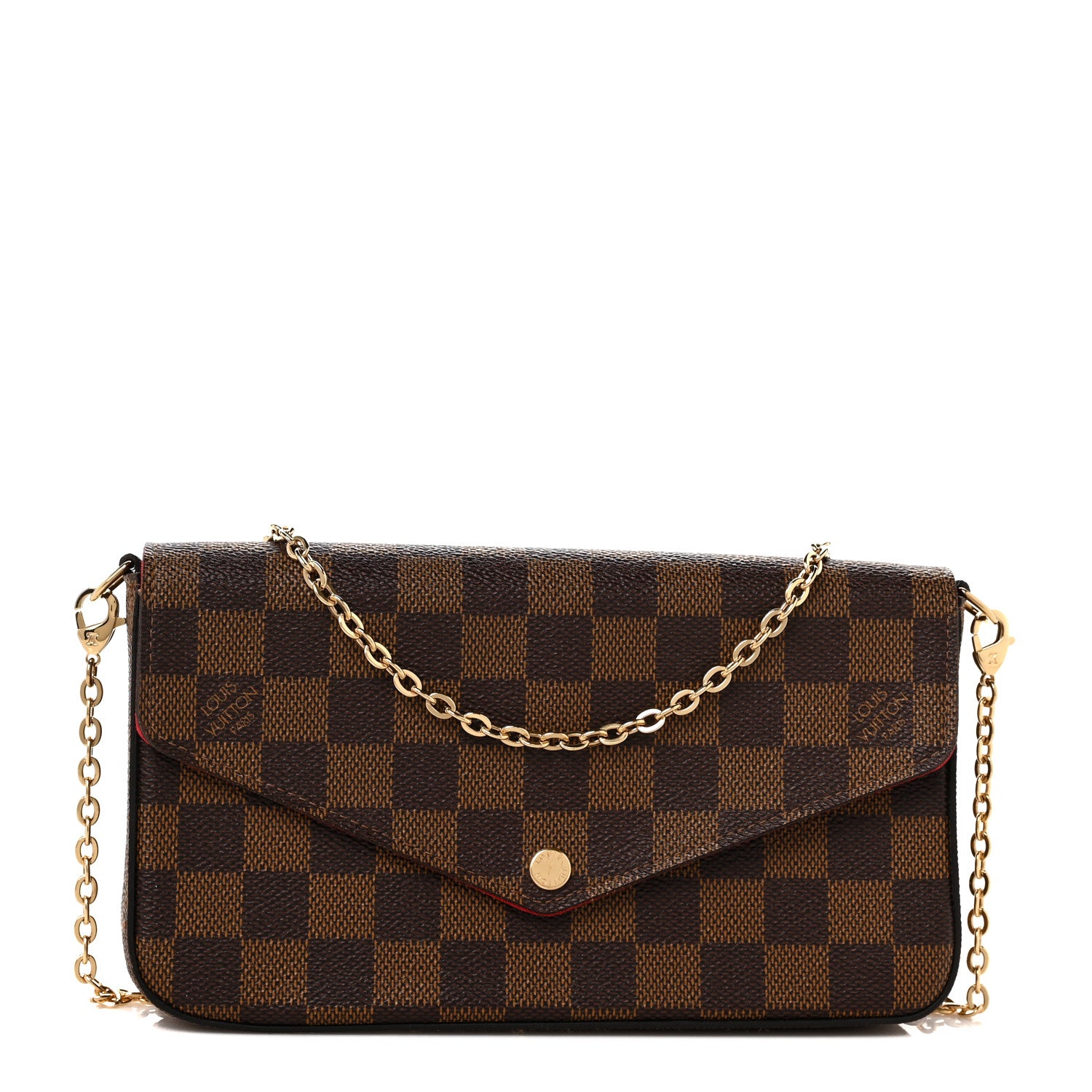 Louis Vuitton Damier Ebene Pochette Felicie Chain Wallet 1 of 9