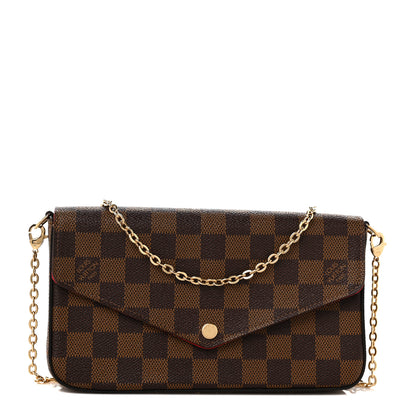 Louis Vuitton Damier Ebene Pochette Felicie Chain Wallet 1 of 9