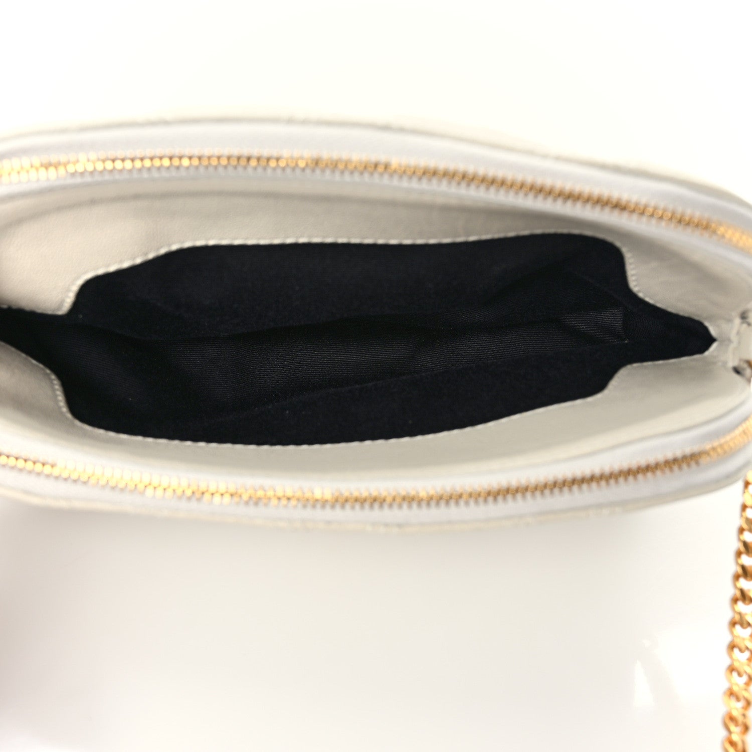 Saint Laurent Grained Lambskin Quilted Mini Becky Double Zip Bag Vintage White 5 of 9