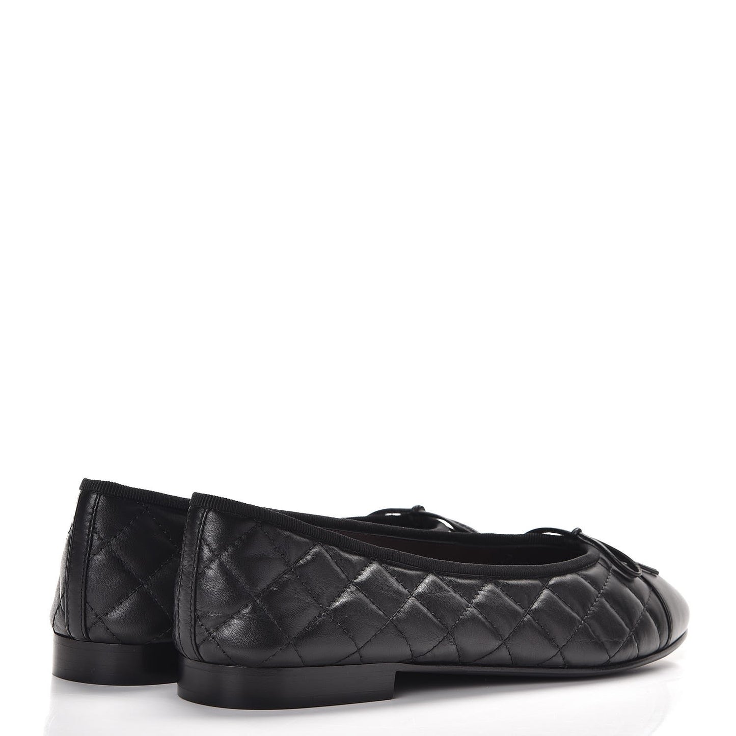 Aged Calfskin Quilted Cap Toe Ballerina Flats 41 Black