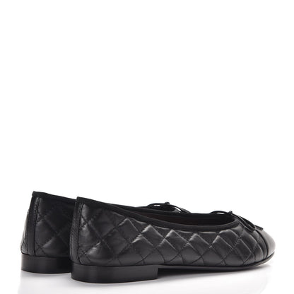 Chanel Aged Calfskin Quilted Cap Toe Ballerina Flats 41 Black 4 of 9