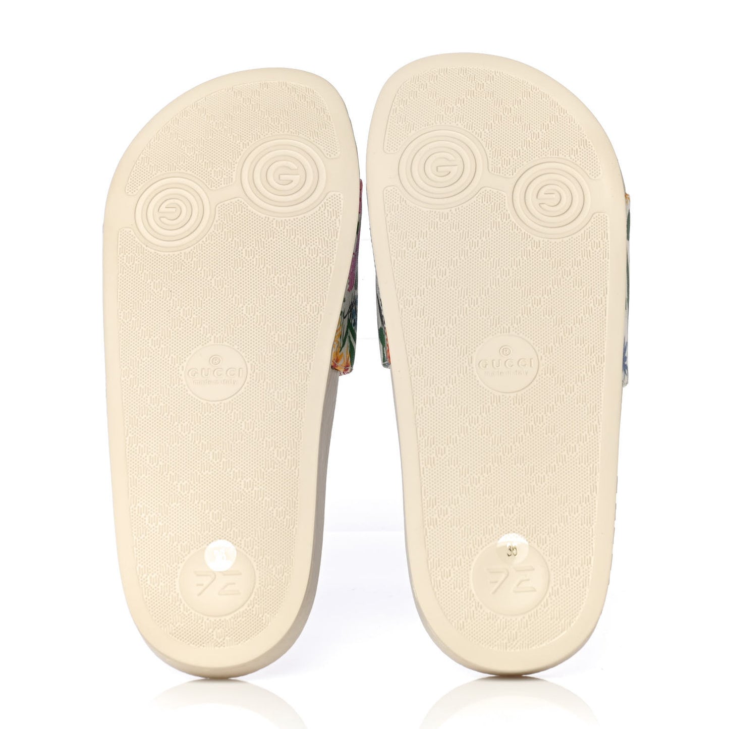X KEN SCOTT Rubber Infinity Giardino d Apri Interlocking G Womens Pool Slide Sandals 36 Ivory Pink Wild Rose