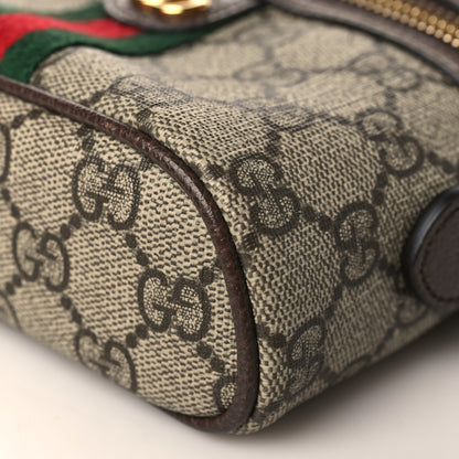 Gucci GG Supreme Monogram Textured Calfskin Web Mini Ophidia Top Handle Bag Beige Ebony New Acero 8 of 9
