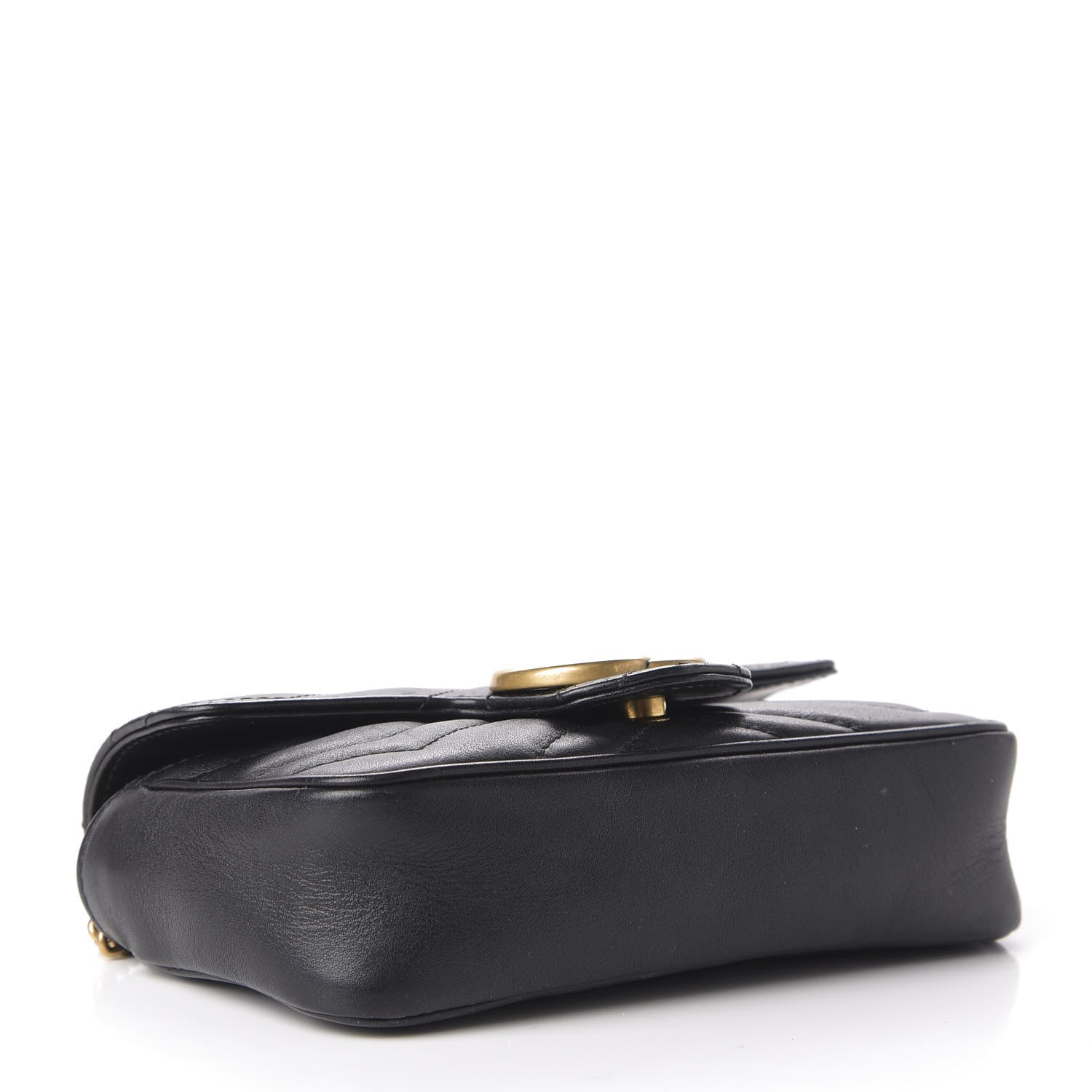 Gucci Calfskin Matelasse Super Mini GG Marmont Shoulder Bag Black 4 of 12