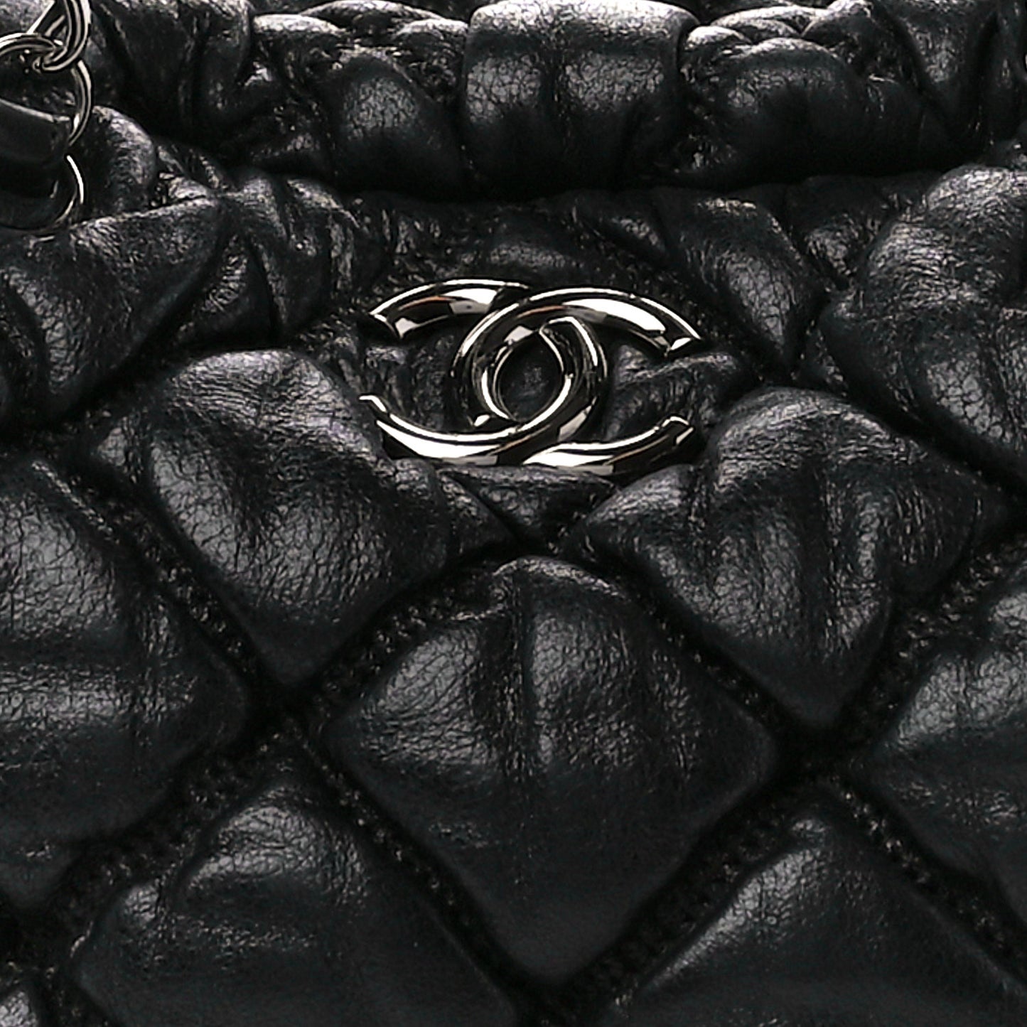 Calfskin Bubble Quilt Bowler Black