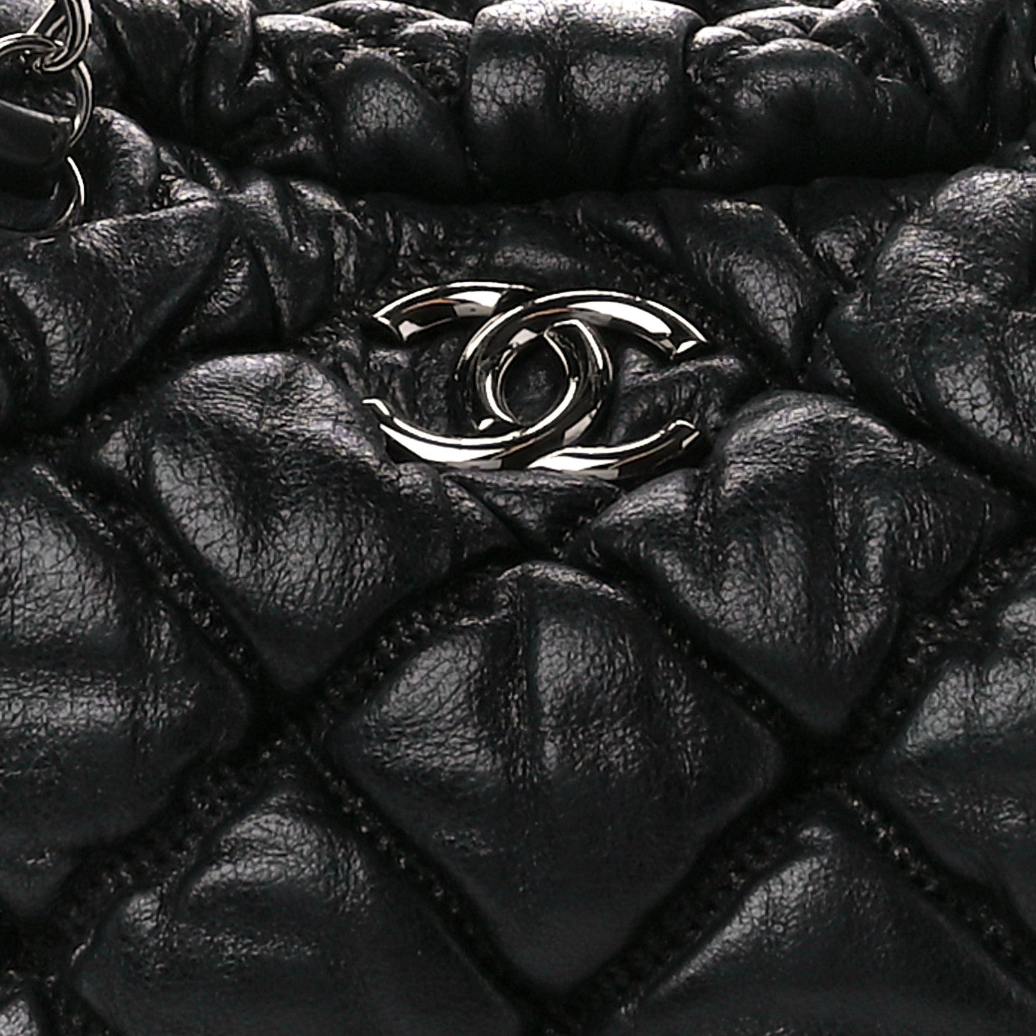 Chanel Calfskin Bubble Quilt Bowler Black 9 of 12