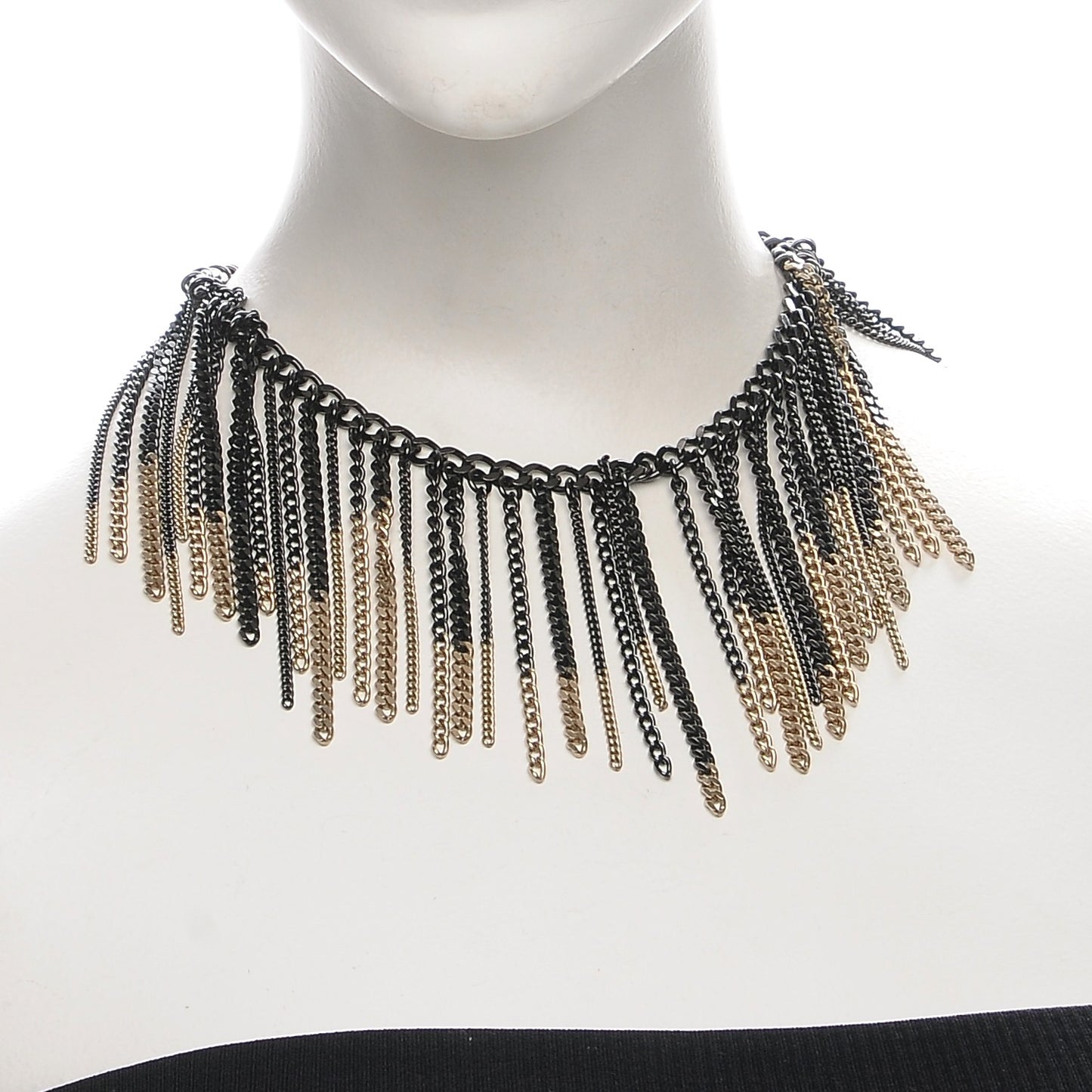 Multi Strand CC Short Collar Necklace Black Gold