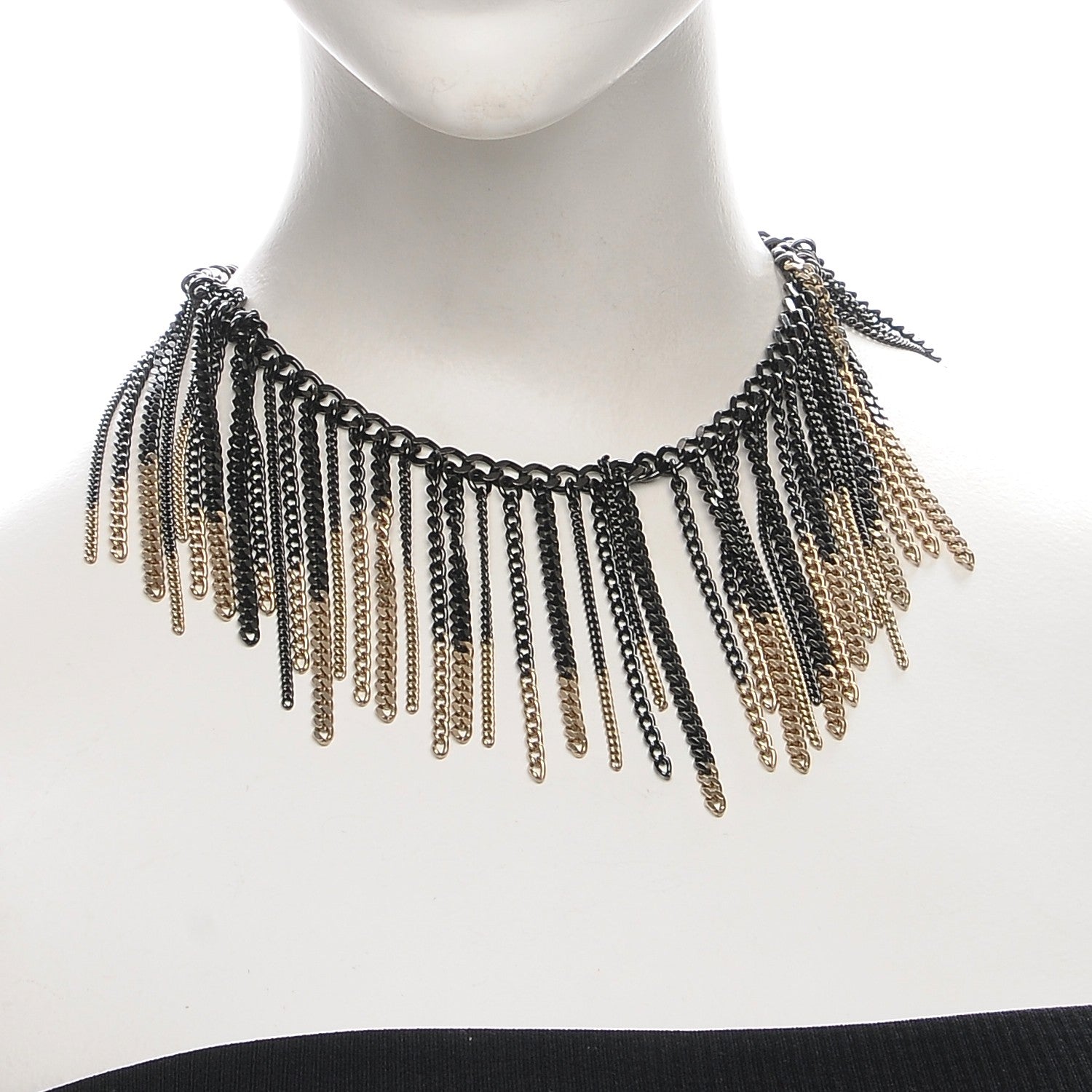 Chanel Multi Strand CC Short Collar Necklace Black Gold 2 of 7