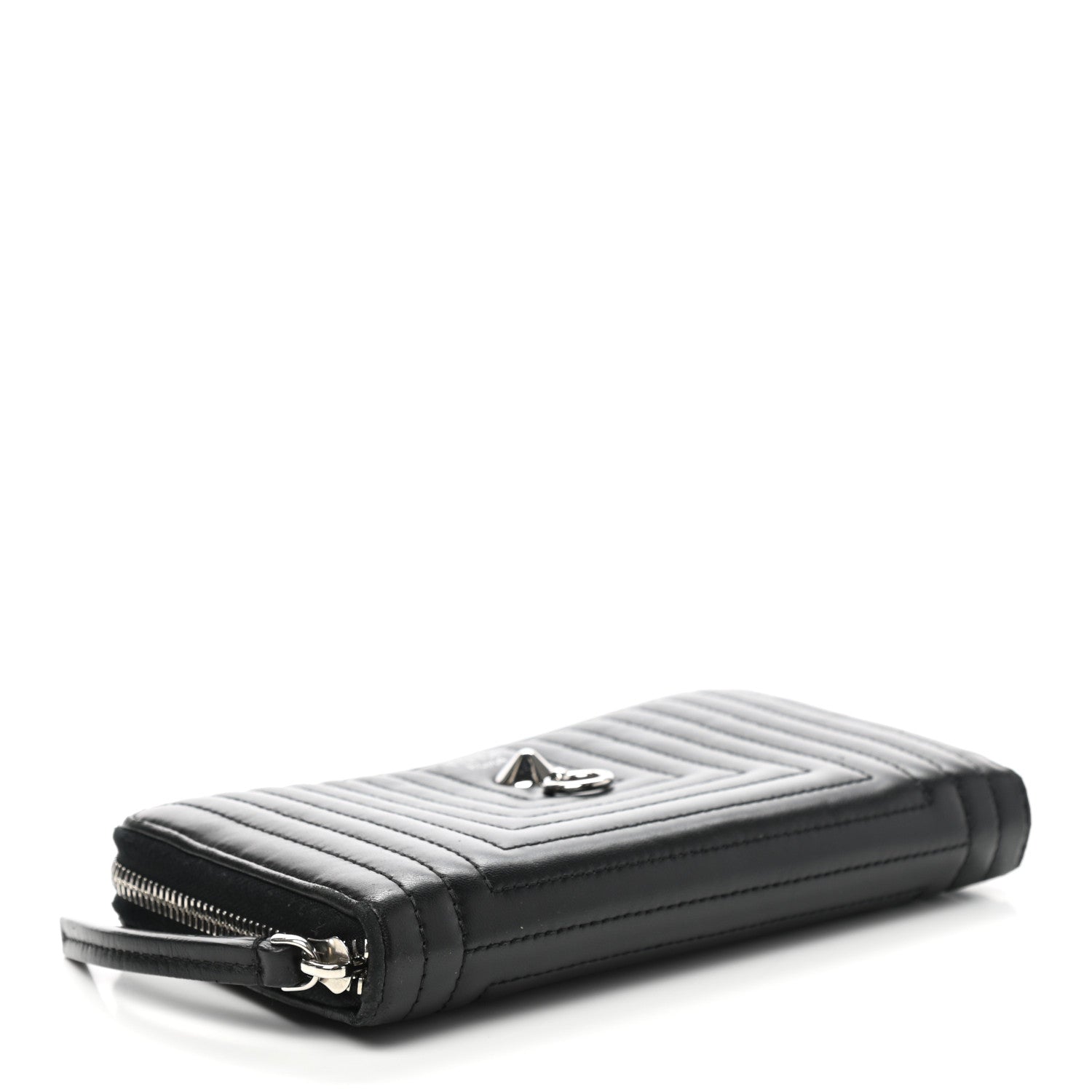 Fendi Shiny Nappa Trapuntata DotCom Zip Around Wristlet Wallet Black 4 of 10